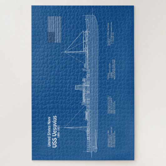 USS Vesuvius - Schiffs-Blueprint-Pläne ABD Puzzle (Vertikal)