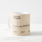 USS Vesuvius - Schiffs-Blueprint-Pläne SD Kaffeetasse (Vorderseite Links)