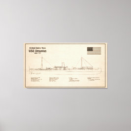 USS Vesuvius - Schiffs-Blueprint-Pläne SD Leinwanddruck