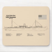 USS Vesuvius - Schiffs-Blueprint-Pläne SD Mousepad (Vorne)