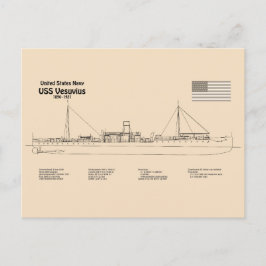 USS Vesuvius - Schiffs-Blueprint-Pläne SD Postkarte