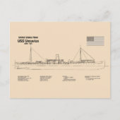 USS Vesuvius - Schiffs-Blueprint-Pläne SD Postkarte (Vorderseite)