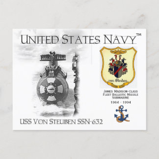 USS VON STEUBEN SSN-632 SUBMARINE - POSTCARD POSTKARTE