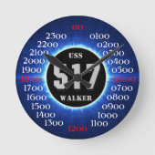 USS Walker (DD-517) Runde Wanduhr (Vorderseite)