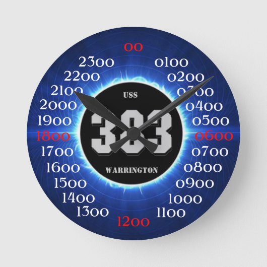 USS Warrington (DD-383) Runde Wanduhr (Vorderseite)