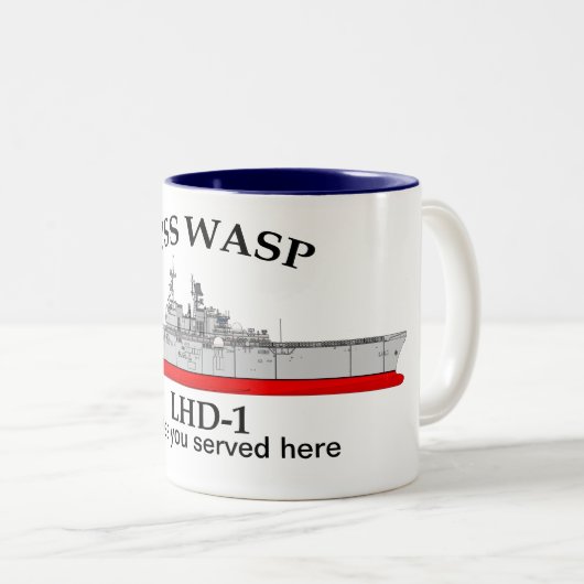 USS Wasp, LHD-1, kundenspezifische Daten serviert Zweifarbige Tasse (VorderseiteRechts)