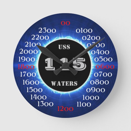 USS Waters (DD-115) Runde Wanduhr (Vorderseite)