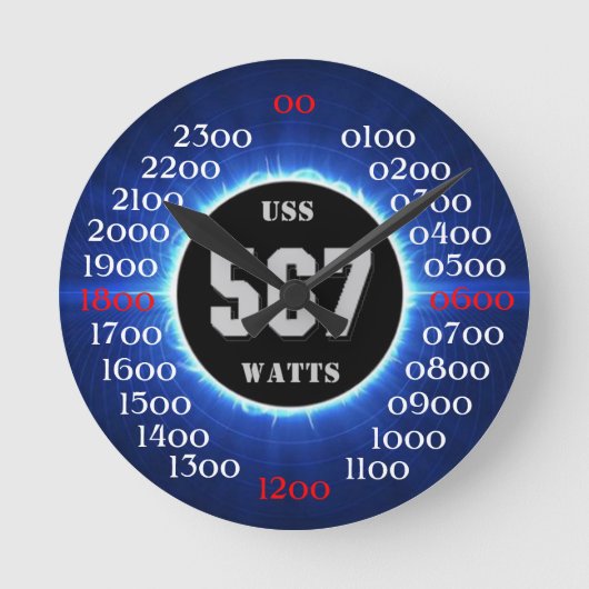 USS Watts (DD-567) Runde Wanduhr (Vorderseite)