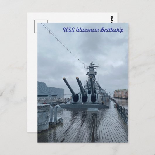 USS Wisconsin Battlesship Postkarte (Vorne/Hinten)