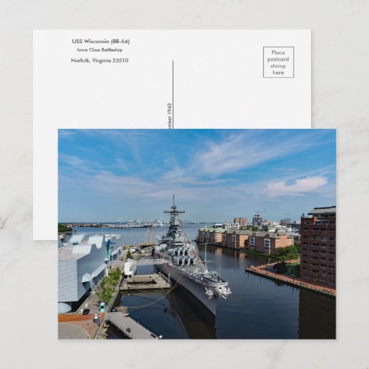 USS Wisconsin (BB-64) Postkarte (Vorne/Hinten)