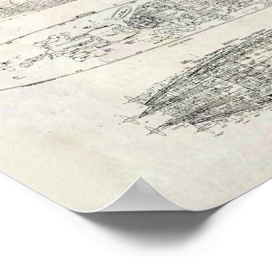 USS Wisconsin Blueprint Poster (Ecke)