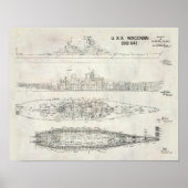 USS Wisconsin Blueprint Poster (Vorne)