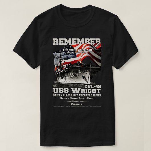 USS Wright CVL49 leichte Flugzeugträger T-Shirt (Design vorne)