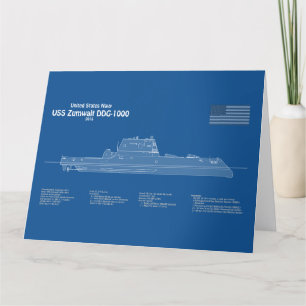 USS Zumwalt - Schiffs-Blueprint Pläne ABD Dankeskarte