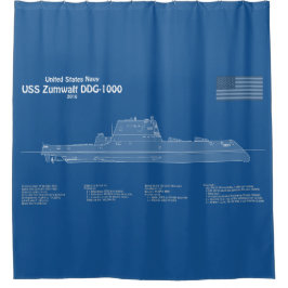 USS Zumwalt - Schiffs-Blueprint Pläne ABD Duschvorhang