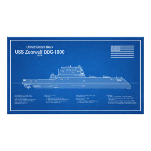 USS Zumwalt - Schiffs-Blueprint Pläne ABD Fotodruck