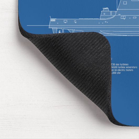 USS Zumwalt - Schiffs-Blueprint Pläne ABD Mousepad (Ecke)
