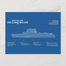 USS Zumwalt - Schiffs-Blueprint Pläne ABD Postkarte