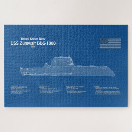 USS Zumwalt - Schiffs-Blueprint Pläne ABD Puzzle