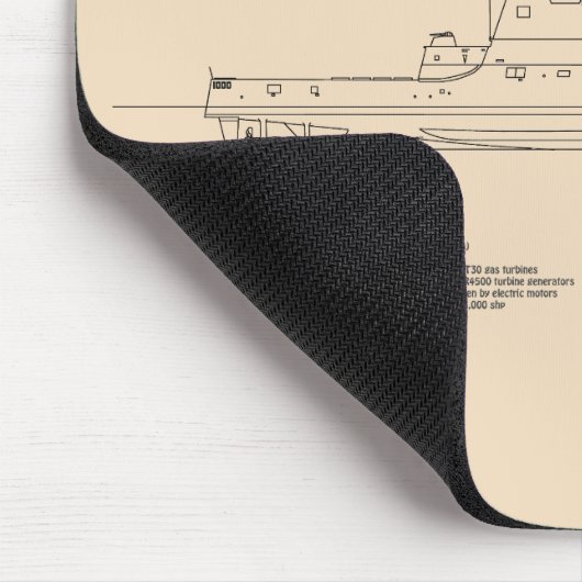 USS Zumwalt - Schiffs-Blueprint Pläne SD Mousepad (Ecke)