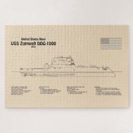 USS Zumwalt - Schiffs-Blueprint Pläne SD Puzzle