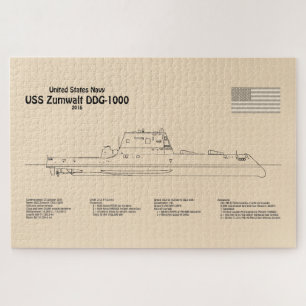 USS Zumwalt - Schiffs-Blueprint Pläne SD Puzzle