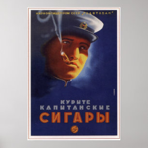 USSR Soviet Captain Cigars Advertising 1939 Poster
