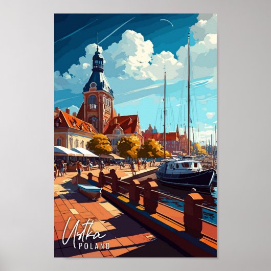 Ustka Polen Kunst Vintage Reise Illustration Poster (Vorne)
