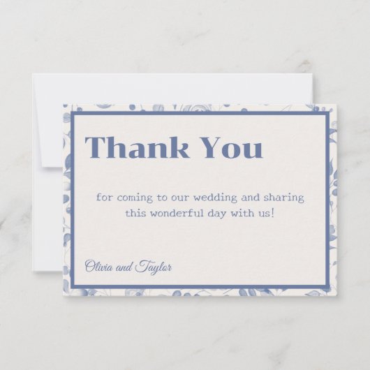 usty Blue Watercolor Floral Wedding Dankeskarte (Vorderseite)