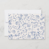 usty Blue Watercolor Floral Wedding Dankeskarte (Rückseite)