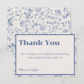 usty Blue Watercolor Floral Wedding Dankeskarte (Vorne/Hinten)