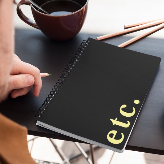 usw. Stilvolles Schwarz-Gelb-feines Skript Notizblock