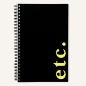 usw. Stilvolles Schwarz-Gelb-feines Skript Notizblock (Vorderseite)