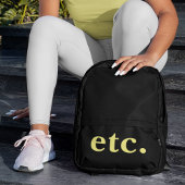 usw. Trendschwarz & gelb, fett Typografie Bedruckter Rucksack