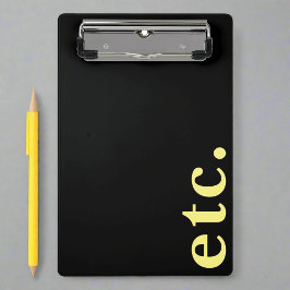 usw. Trendy Modern Black & Yellow Bold Typografy Mini Klemmbrett