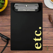 usw. Trendy Modern Black & Yellow Bold Typografy Mini Klemmbrett
