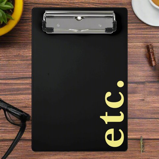 usw. Trendy Modern Black & Yellow Bold Typografy Mini Klemmbrett