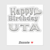 Uta Happy Birthday silver Aufkleber Sticker (Blatt)
