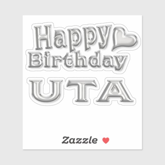 Uta Happy Birthday silver Aufkleber Sticker (Blatt)