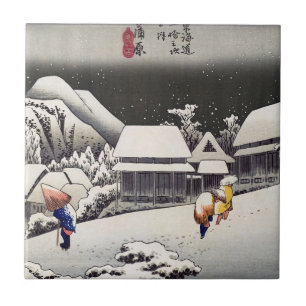 Utagawa Hiroshige - Abend Snow bei Kanbara Fliese
