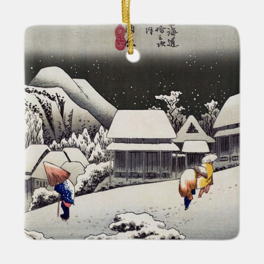 Utagawa Hiroshige - Abend Snow bei Kanbara Keramikornament (Vorderseite)