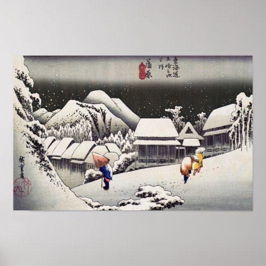 Utagawa Hiroshige - Abend Snow bei Kanbara Poster (Vorne)