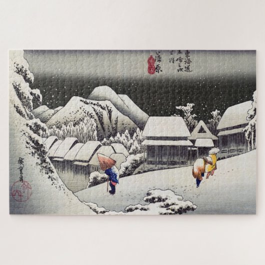 Utagawa Hiroshige - Abend Snow bei Kanbara Puzzle (Horizontal)