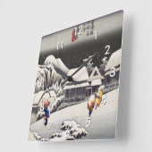 Utagawa Hiroshige - Abend Snow bei Kanbara Quadratische Wanduhr (Winkel)