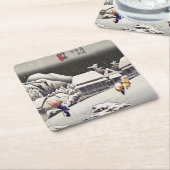 Utagawa Hiroshige - Abend Snow bei Kanbara Rechteckiger Pappuntersetzer (angewinkelt)