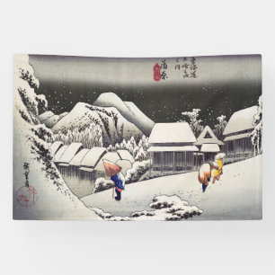 Utagawa Hiroshige - Abendlicher Schnee in Kanbara Banner