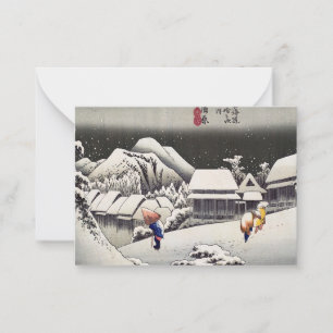 Utagawa Hiroshige - Abendlicher Schnee in Kanbara Mitteilungskarte