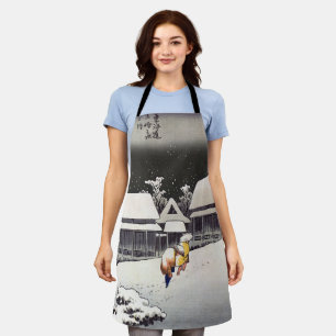 Utagawa Hiroshige - Abendlicher Schnee in Kanbara Schürze