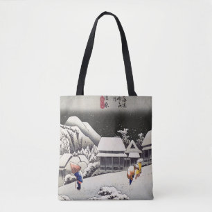Utagawa Hiroshige - Abendlicher Schnee in Kanbara Tasche