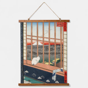 Utagawa Hiroshige - Asakusa-Reisfelder Wandteppich Mit Holzrahmen